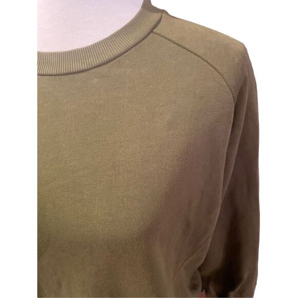 Zara Womens Sweatshirt Ribbed Sleeve Olive/Army Green Small - Picture 5 of 10
